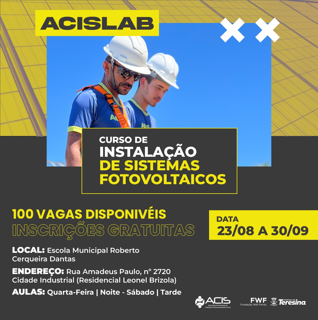 ACIS abre vagas para o Curso de Instalação de Instalação de Placas Solares